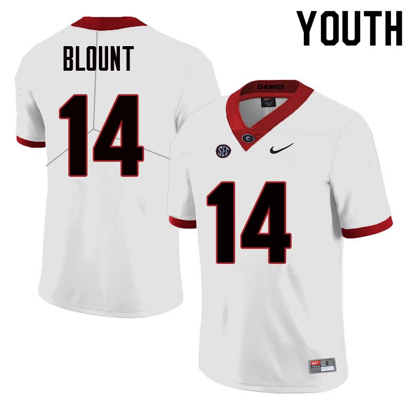 Youth Georgia Bulldogs #14 Trey Blount College Football Jerseys Sale-White